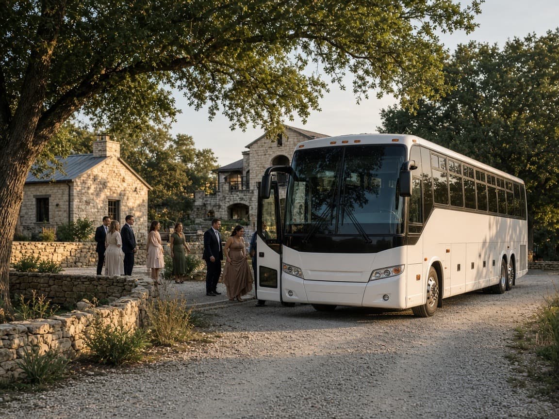 Chauffeured shuttle waiting for arriving passengers at the Dallas airport curb