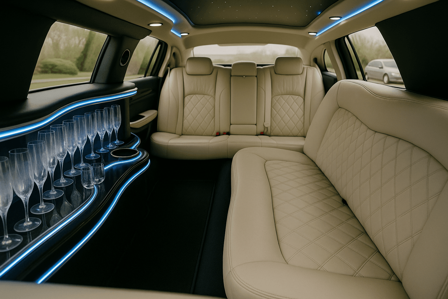 Lincoln stretch limousine for 10 passengers parked for a Lancaster anniversary dinner