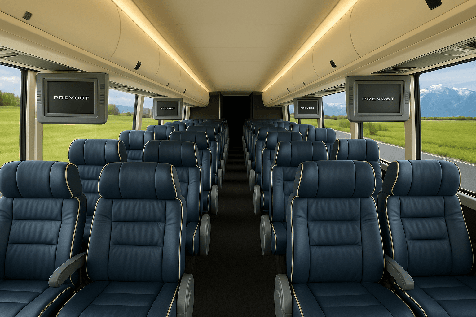 52 Passenger Coach Bus interior
