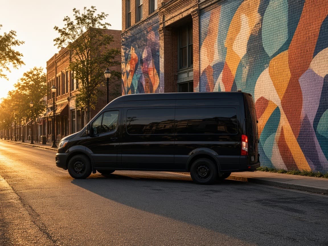 Party bus parked in Old Town Burleson before an evening run north