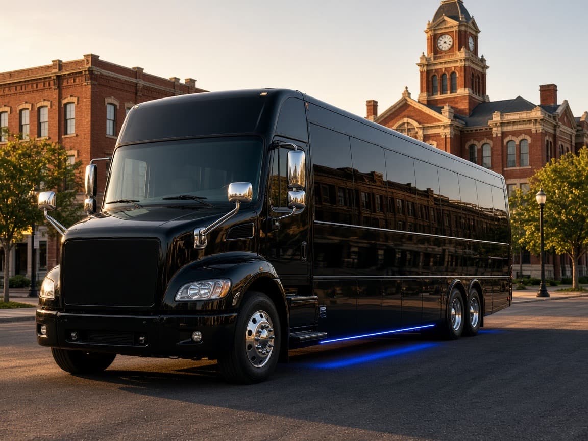 Party bus parked in Terrell before an evening run west toward Dallas