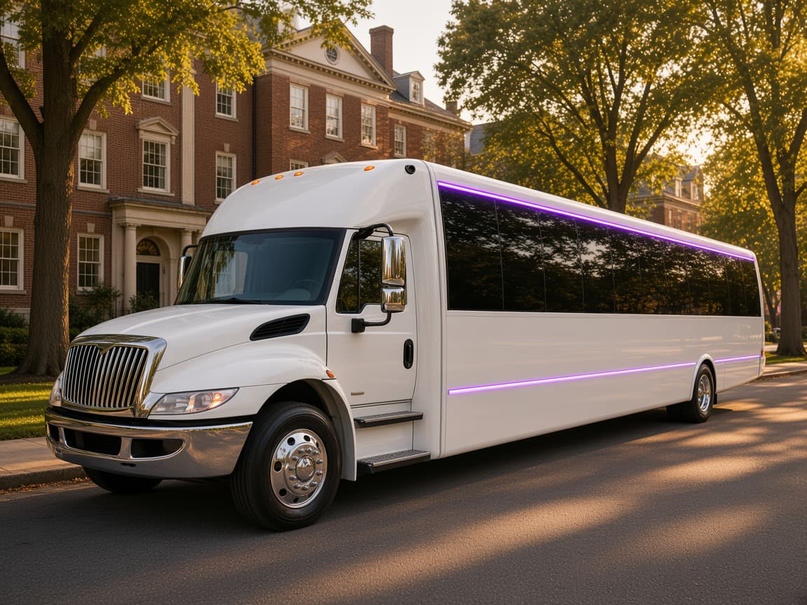 Stretch limousine parked on a quiet University Park residential street