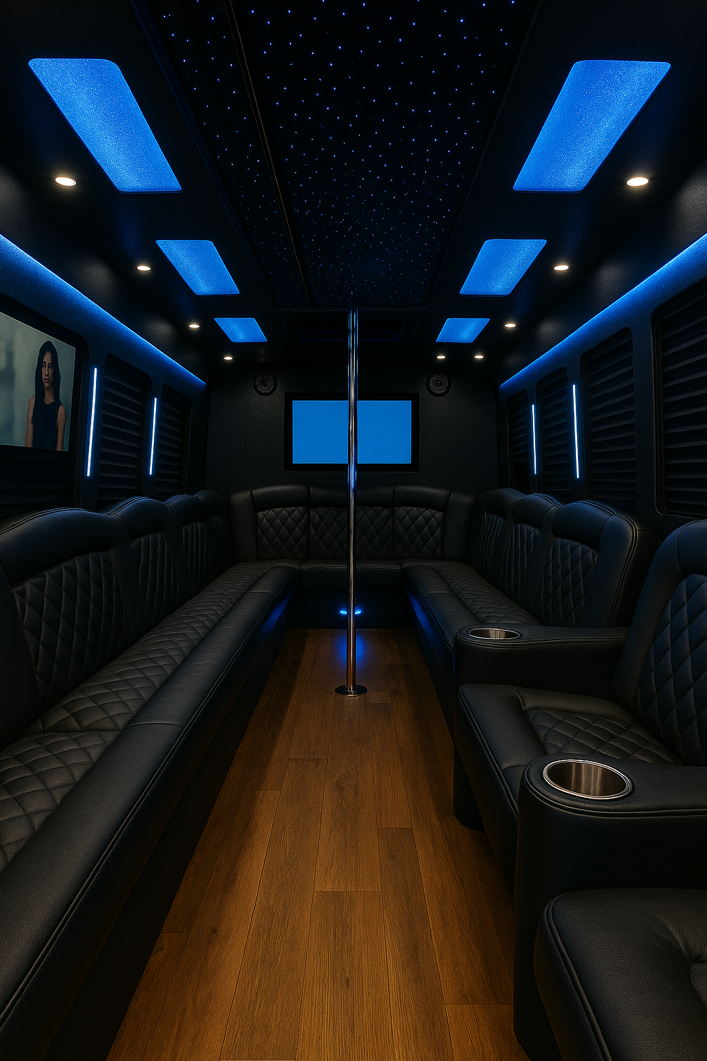 30 Passenger Party Bus interior