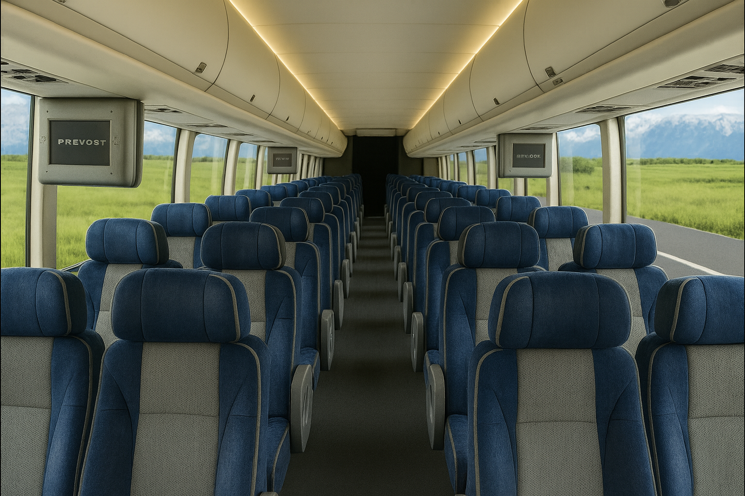 50 Passenger Coach Bus interior